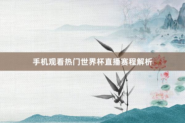 手机观看热门世界杯直播赛程解析